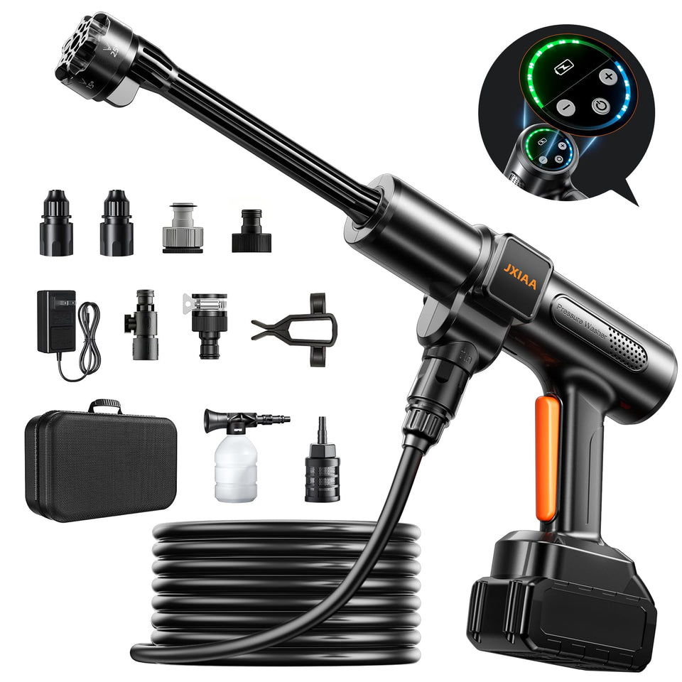 JXIAA PSI 3.0 battery washer front view, compact design for easy storage.