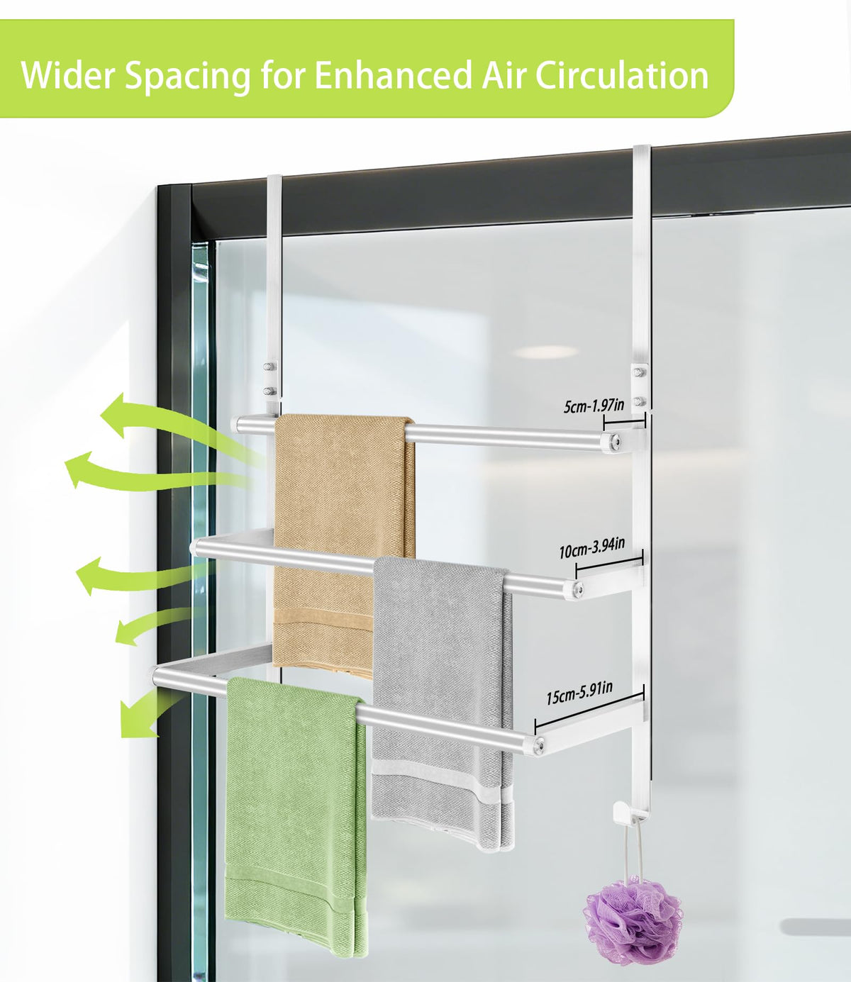 JXONEDAY noise free towel rack ensures a quiet bathroom routine