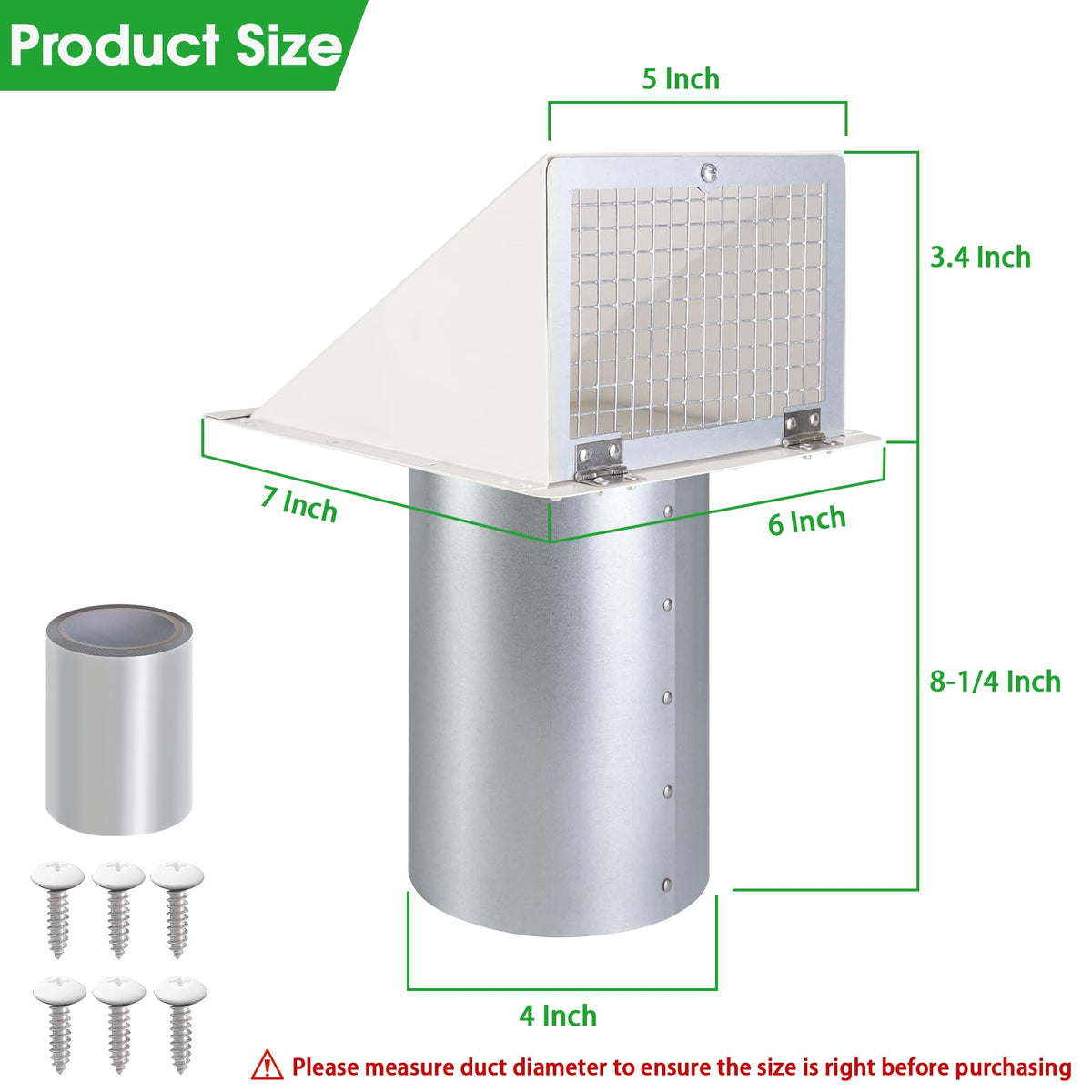 Side view of JYINCPED vent cover showing sturdy galvanized steel.