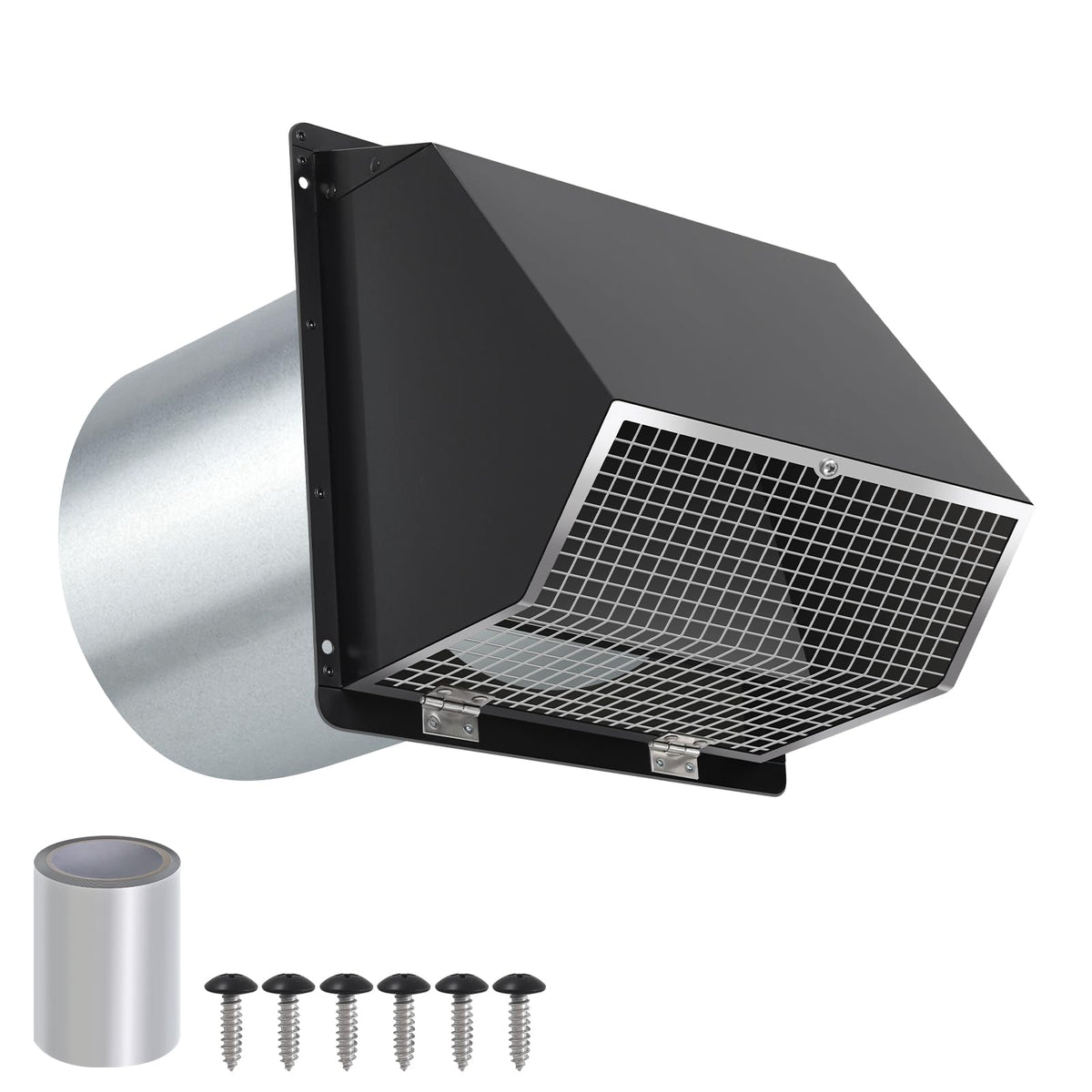 JYINCPED 6-inch hooded wall vent cover on exterior wall for efficient exhaust flow