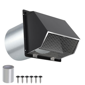 JYINCPED 6-inch hooded wall vent cover on exterior wall for efficient exhaust flow