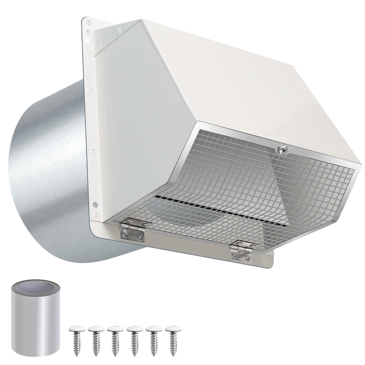 JYINCPED 8-inch hooded wall vent front view with screen for pest-free exterior exhaust.