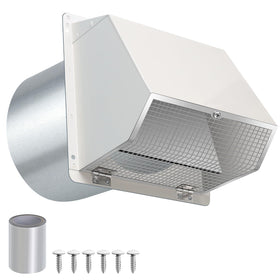 JYINCPED 8-inch hooded wall vent front view with screen for pest-free exterior exhaust.