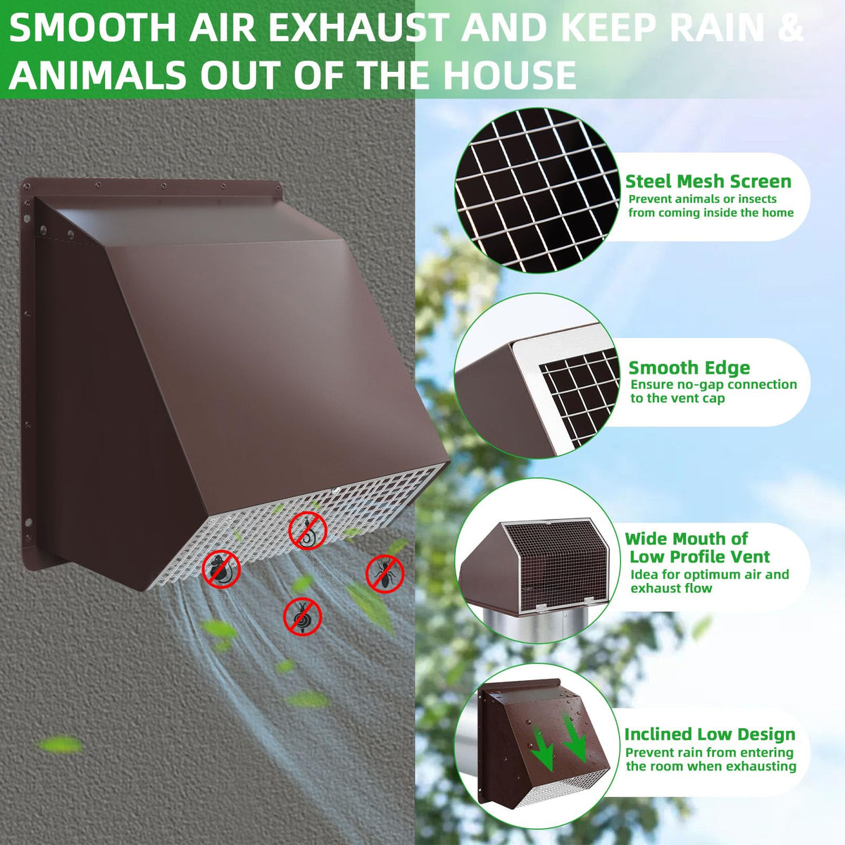 JYINCPED backdraft damper with foam gasket reduces noise during operation
