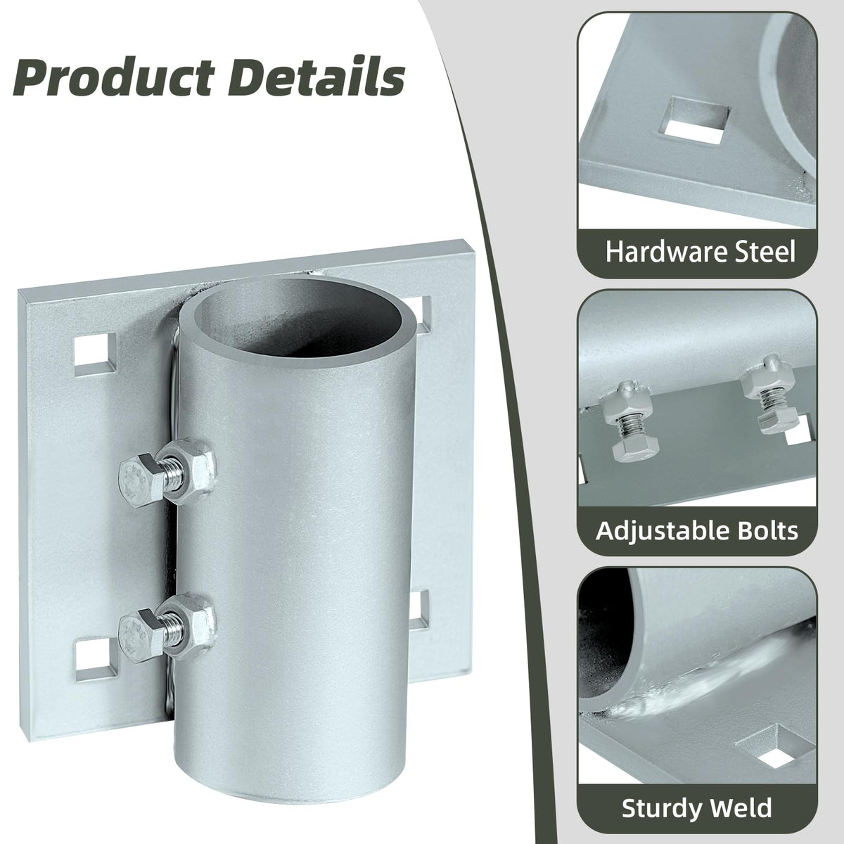 JYINCPED dock pipe holder inner diameter 2.1 inches fits round posts securely.
