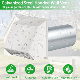 JYINCPED white exterior vent hood blends with outdoor walls for efficient exhaust.