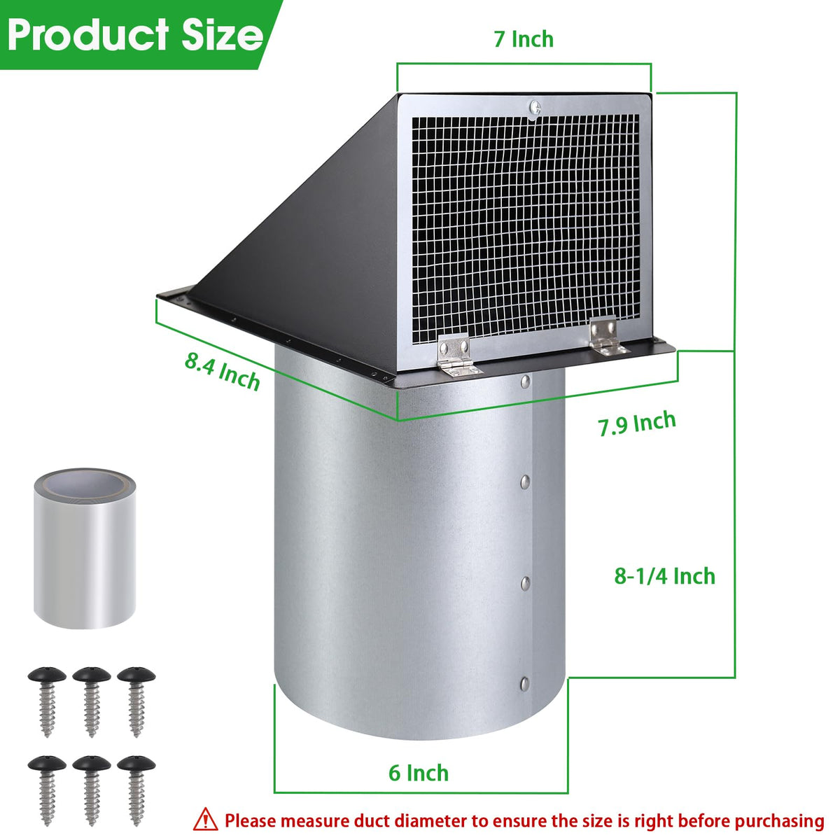 JYINCPED exterior vent cap fits kitchen and dryer exhaust installations with reliable airflow.