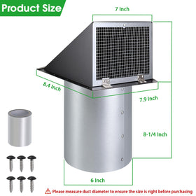 JYINCPED exterior vent cap fits kitchen and dryer exhaust installations with reliable airflow.