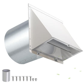 JYINCPED hooded wall vent 6in with screen and damper for outdoor exhaust.