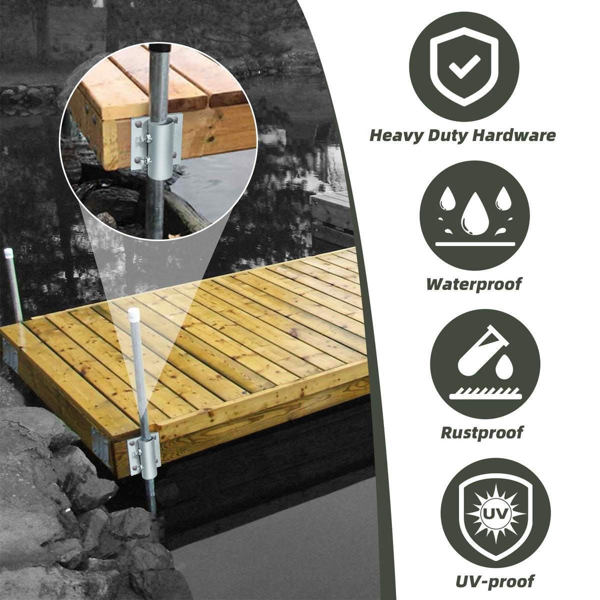 JYINCPED side mount dock bracket assembly demonstrates easy side-on installation.