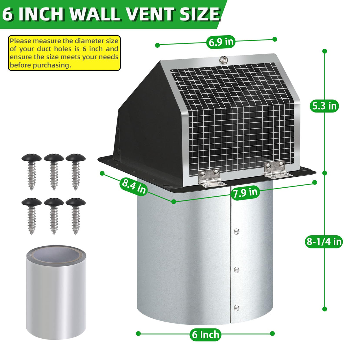 JYINCPED vent with spring-loaded backdraft damper prevents backflow