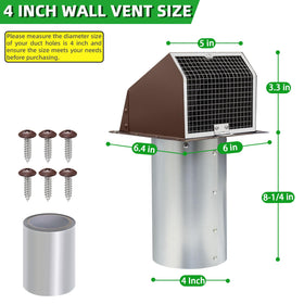 JYINCPED wall vent cap featuring screen and damper for efficient exhaust