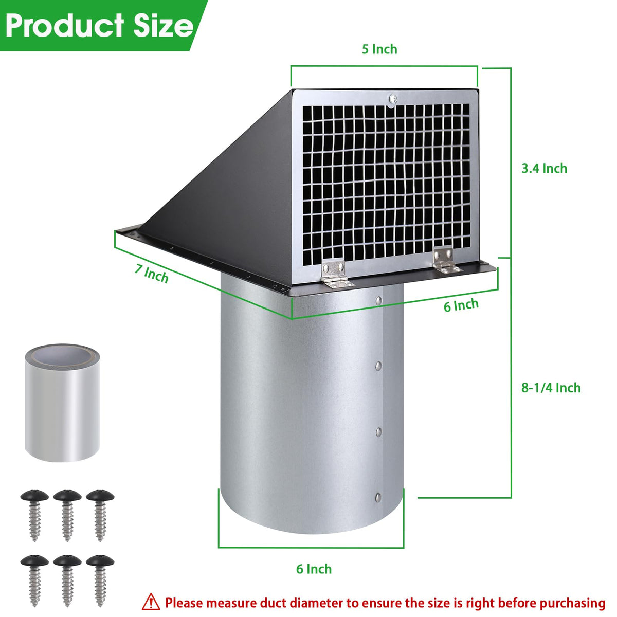 JYINCPED hooded wall vent with damper reducing backflow while ventilating