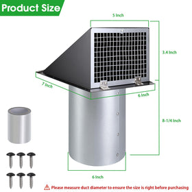 JYINCPED hooded wall vent with damper reducing backflow while ventilating