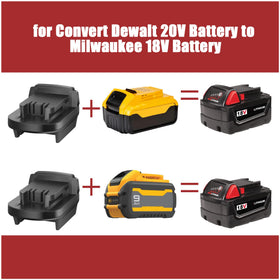 JYJZPB adapter bottom-contacts detail enables Dewalt 20V to Milwaukee use.