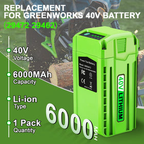 JYJZPB battery in use with Greenworks lawn mower for efficient cutting