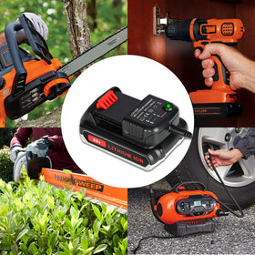 JYJZPB LCS1620 battery charger use-case shows ready-to-charge setup.