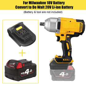 JYJZPB MIL18DL paired with Milwaukee 18V battery ready to power DeWalt tools.