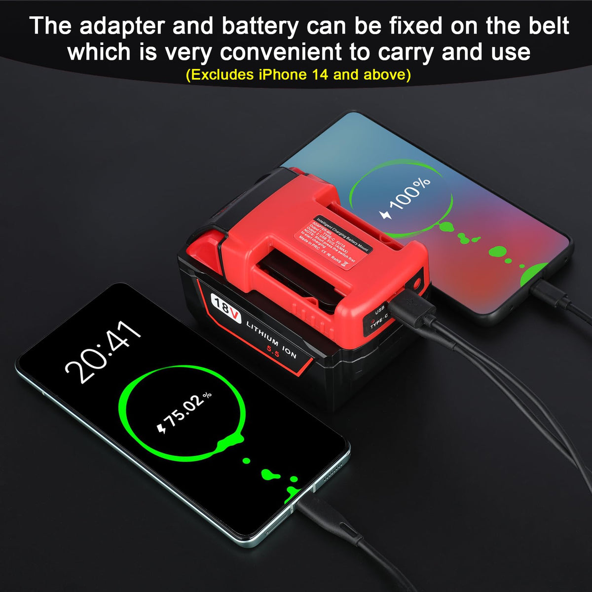 JYJZPB Milwaukee 18V adapter PC material ensures durability for daily use