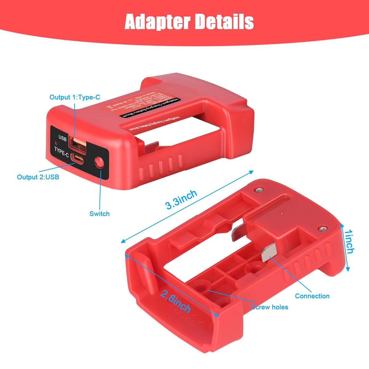 JYJZPB Milwaukee 18V adapter perforation design enables belt carry