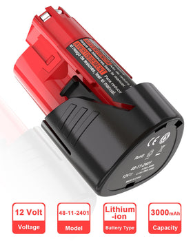 JYJZPB Milwaukee M-12 3000mAh battery held in hand demonstrates compact power.