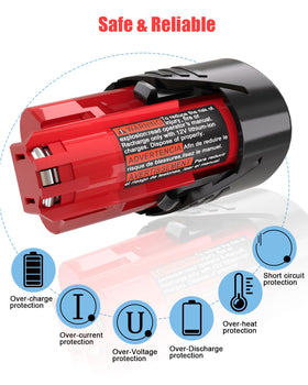 JYJZPB Milwaukee M-12 battery close-up highlighting label.