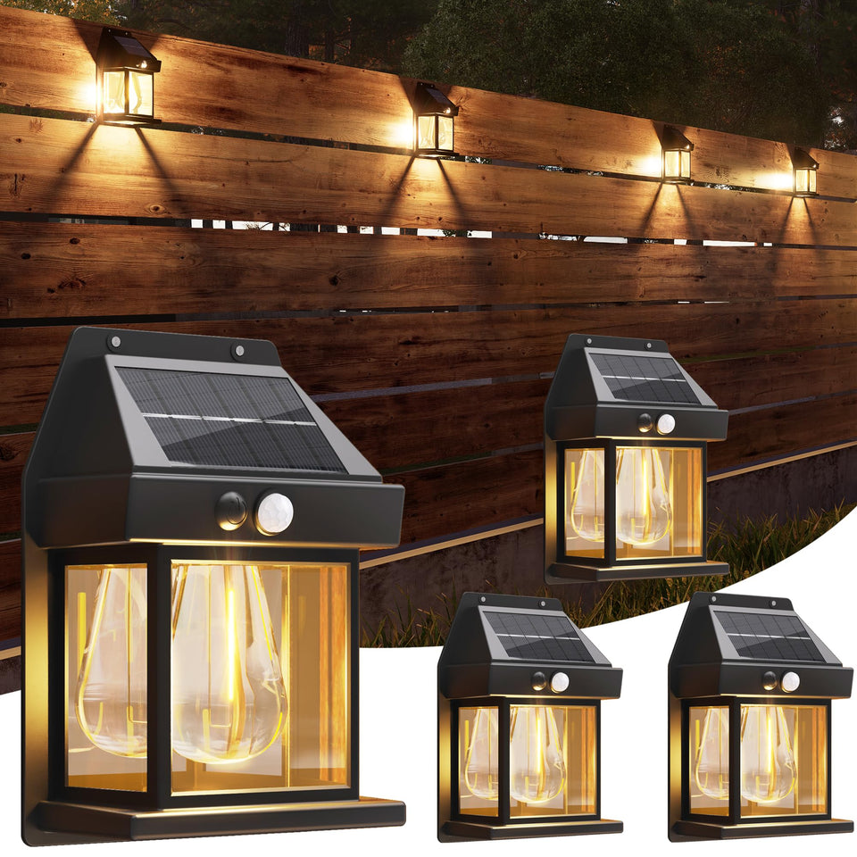 Jyoiat outdoor solar wall light front view with bright porch illumination