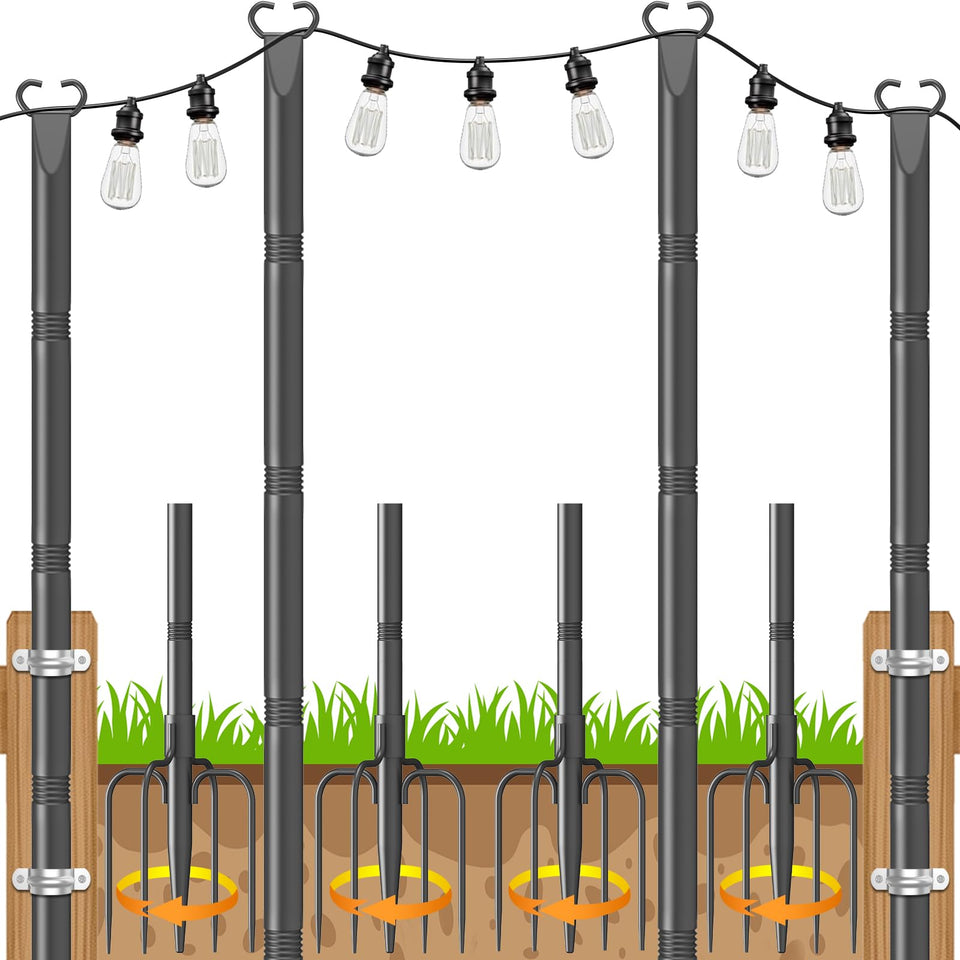 JYTOBN 10ft pole assembly for easy outdoor lighting setup