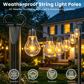 JYTOBN outdoor string lights mounted on durable poles