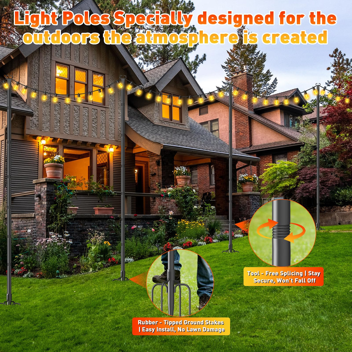 JYTOBN poles with fork clamp setup for easy light hanging.