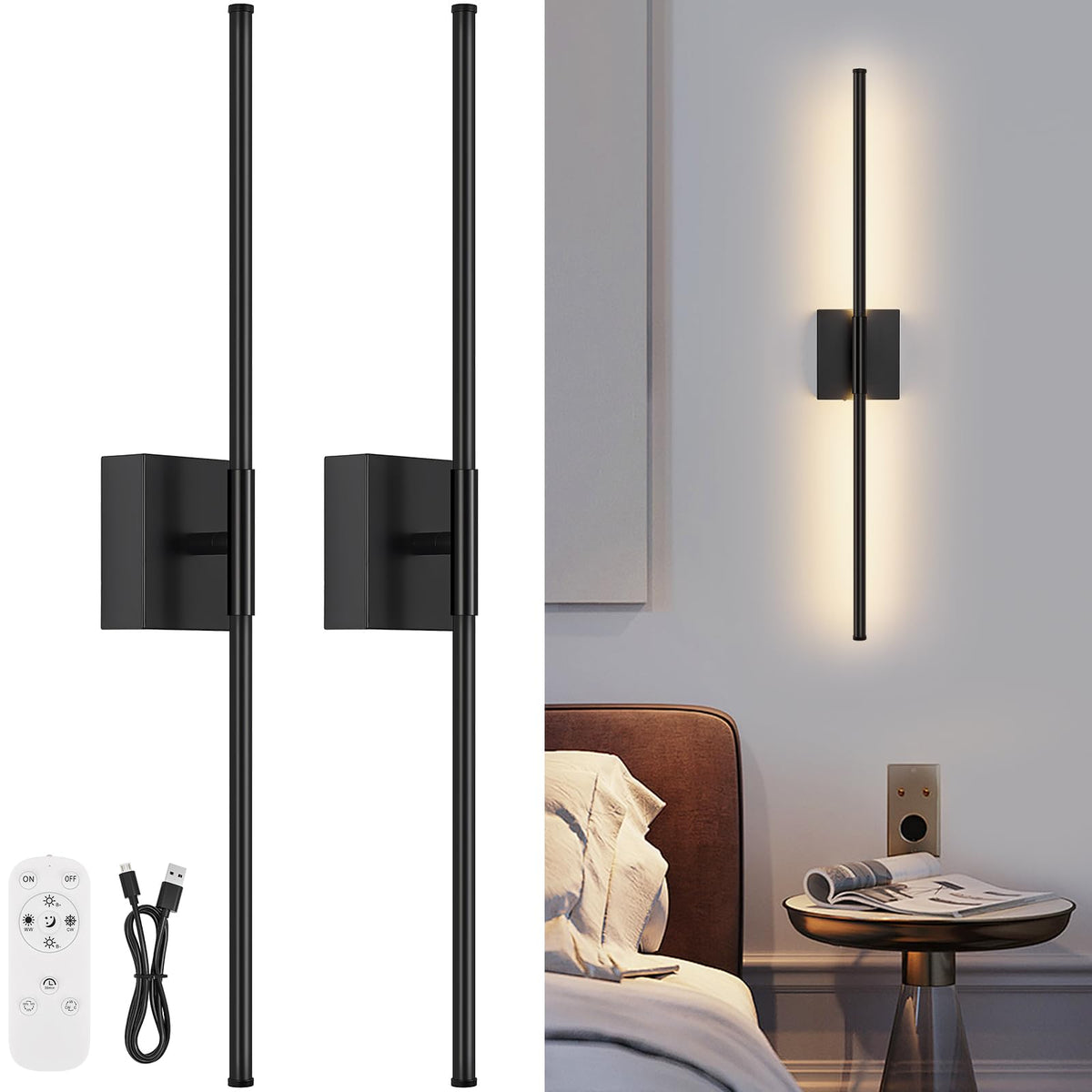 JZEKVN battery-operated wall sconce with remote control for easy long-range lighting.