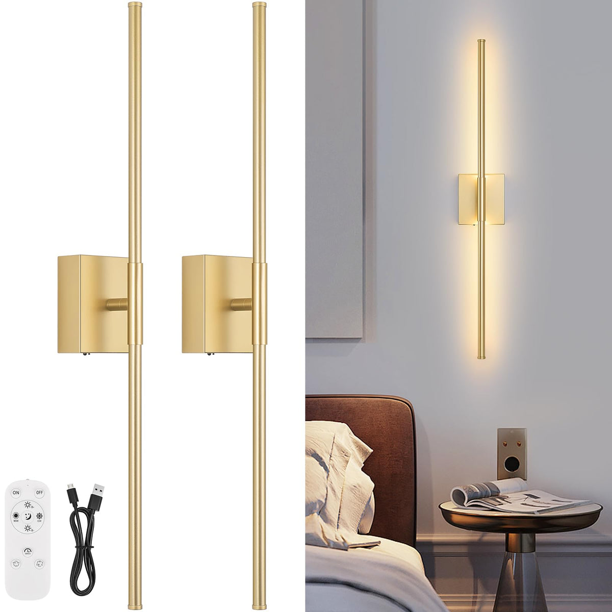 JZEKVN battery wall sconces with remote illuminate a cozy living room ambiance