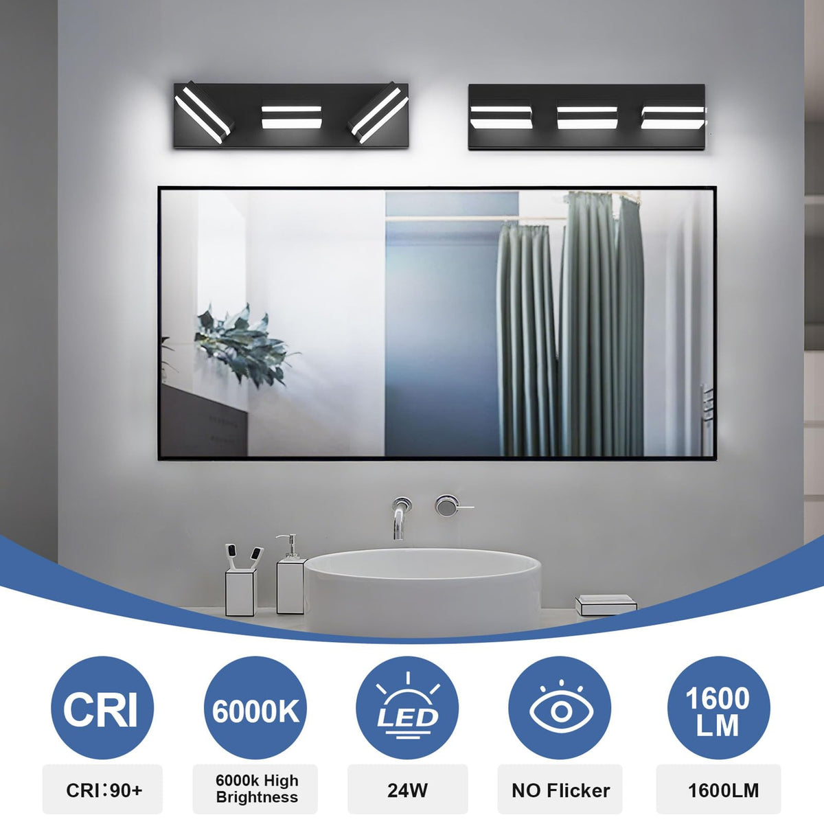 JZEKVN hardwired bathroom light with mounting plate for clean install