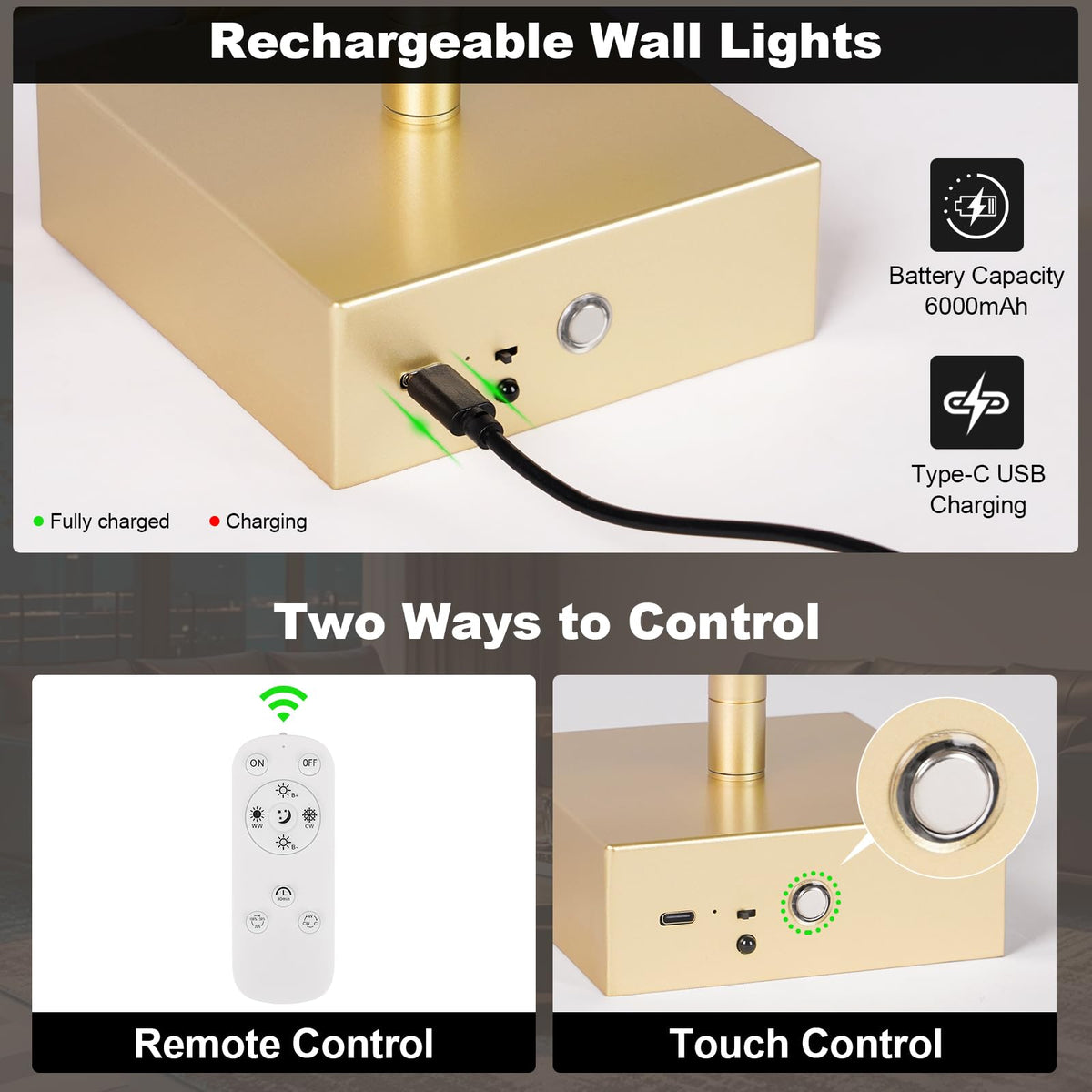 JZEKVN wireless installation wall sconce demonstrating easy setup