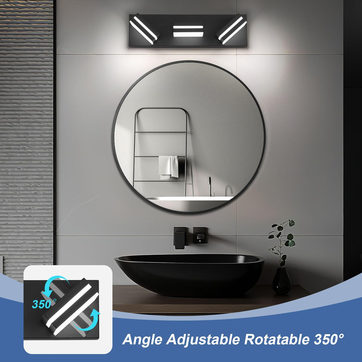 JZEKVN vanity light over the mirror delivers crisp 6000K daylight