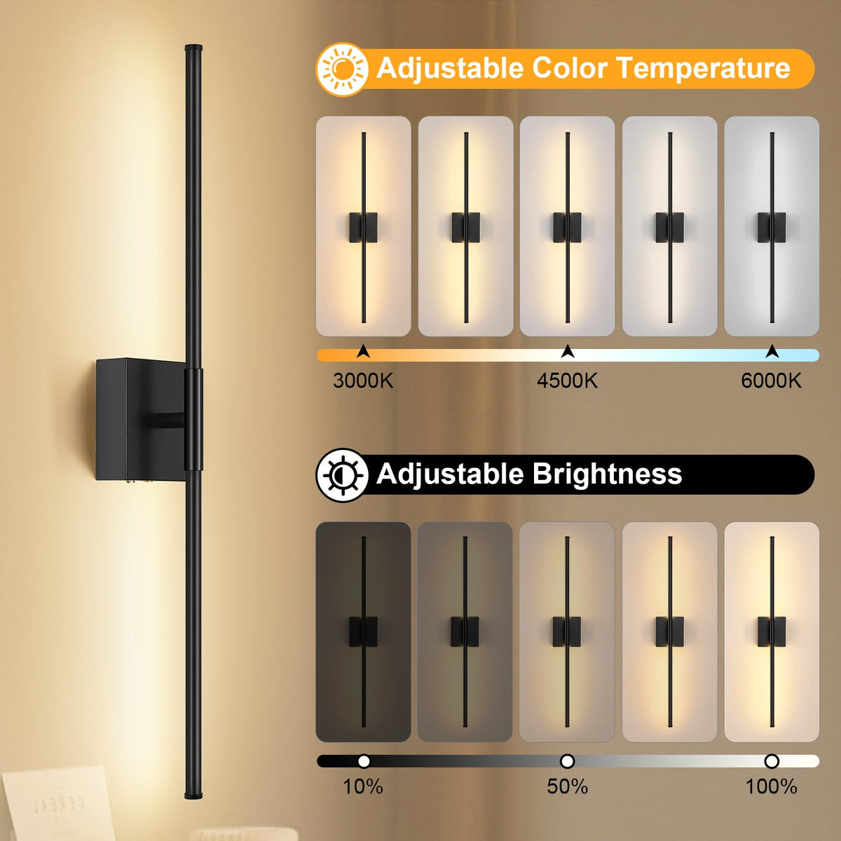 JZEKVN wall sconce with 350° rotation directs light exactly where you need it.