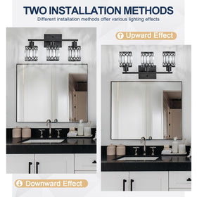 Dimensions of the JZEKVN vanity light showing length and depth
