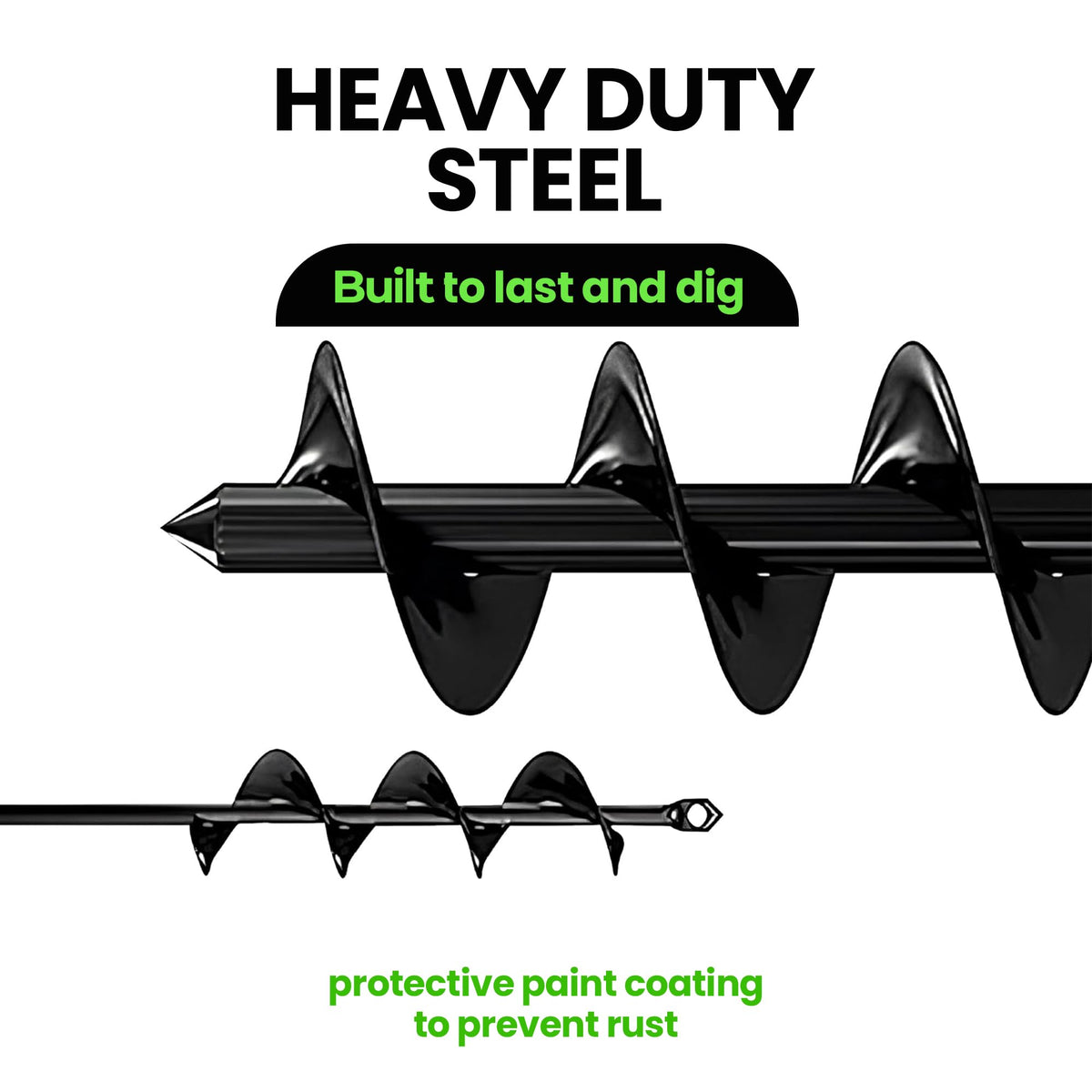 3/8in hex drive compatibility shown with K-Brands auger.