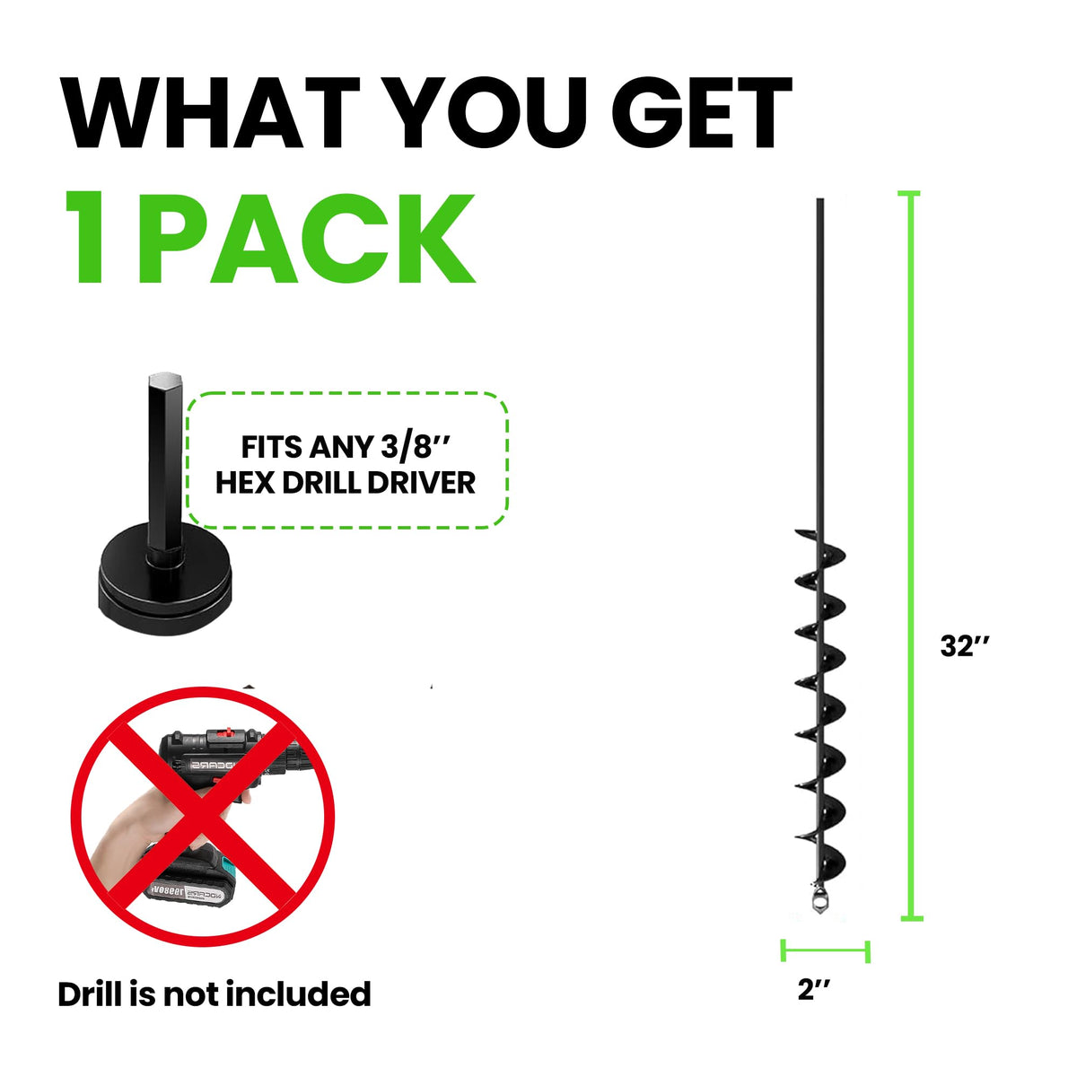 K-Brands auger drill bit 32in facilitates bulb planting with precise trenches.
