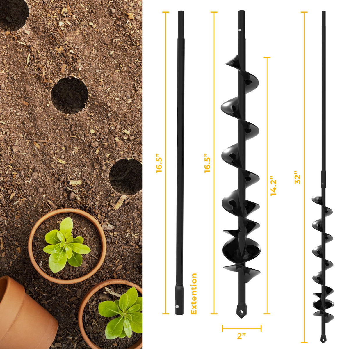 K-Brands auger drill bit for bulb planting with extension enables fast, precise holes