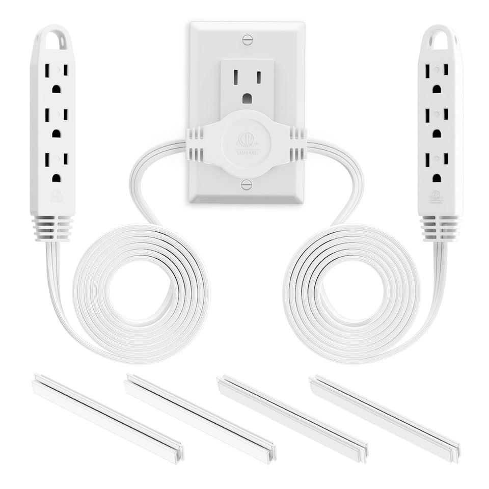 K KASONIC 3-prong 12ft twin extension cord with central splitter.