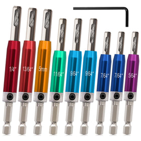 K Kwokker self-centering bit set with one-fourth hex case for quick hinge drilling