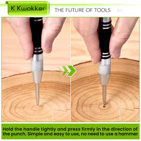 K Kwokker self-centering hinge bit with 1/4 in hex shank in use