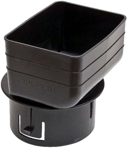 K-TEC Downspout Adapter 3x4x4 in black shows a clean transition to a 4-inch round pipe.