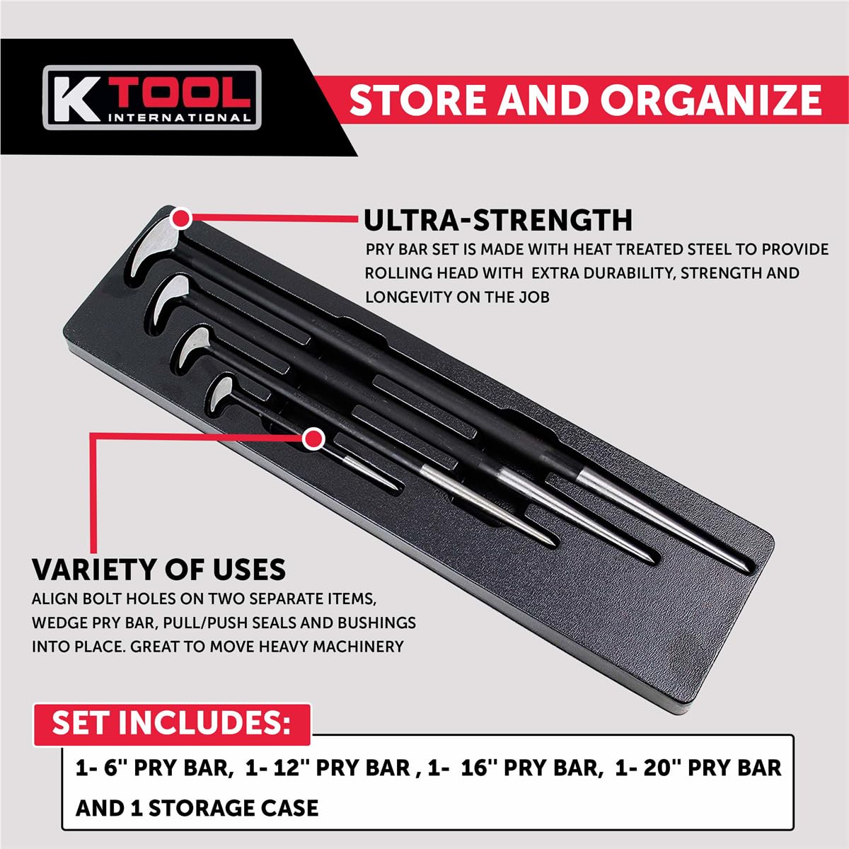 K Tool International 71600 heat treated steel construction for durable shop reliability.