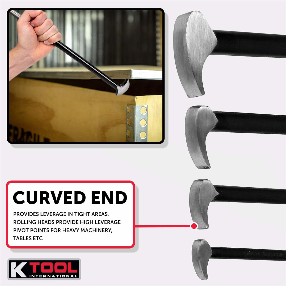 K Tool International 71600 versatile pry bar for prying, positioning, and alignment.