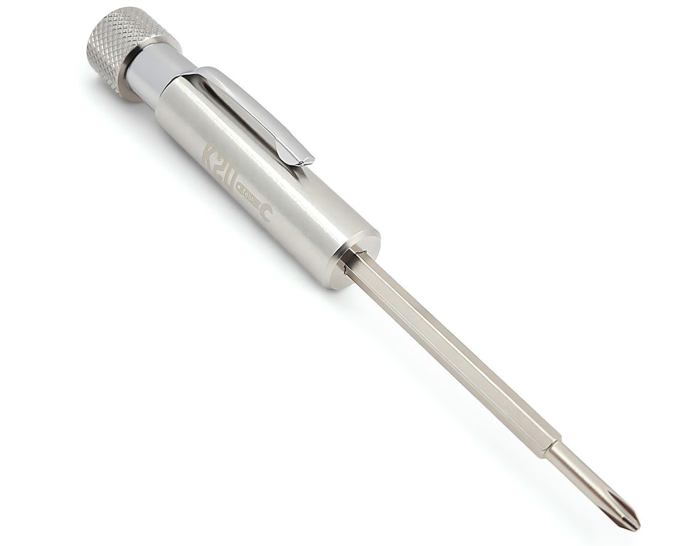 K20 Tools pocket screwdriver with clip-magnet enables quick screw access