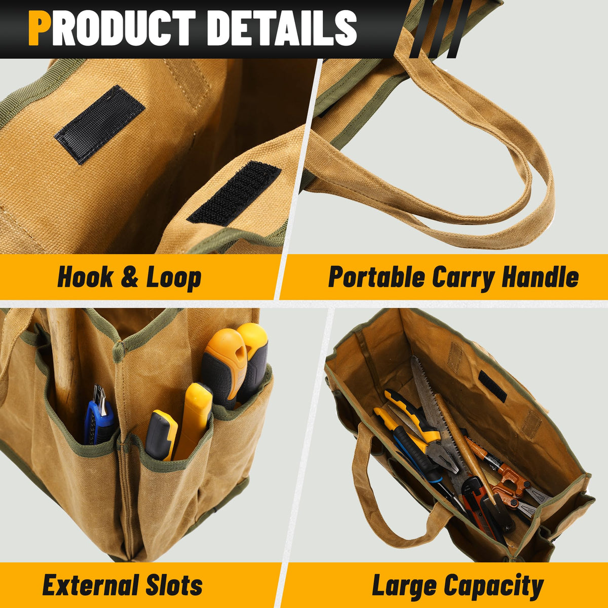 Durable waxed canvas material close-up showing abrasion resistance.