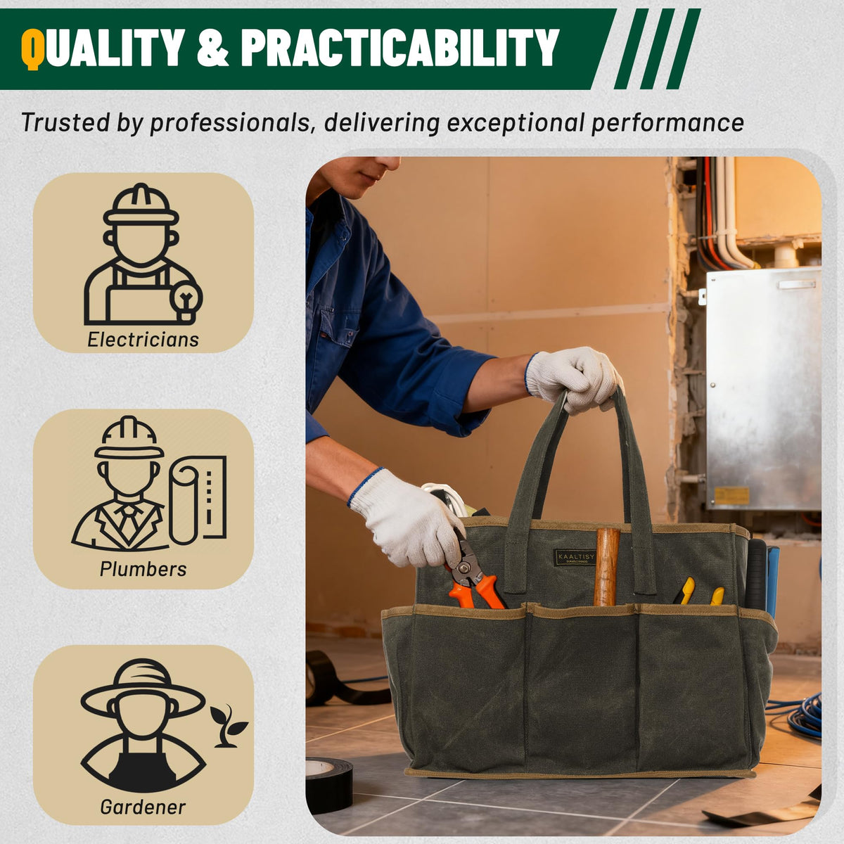 Kaaltisy Waxed canvas bag easy to wipe clean after use