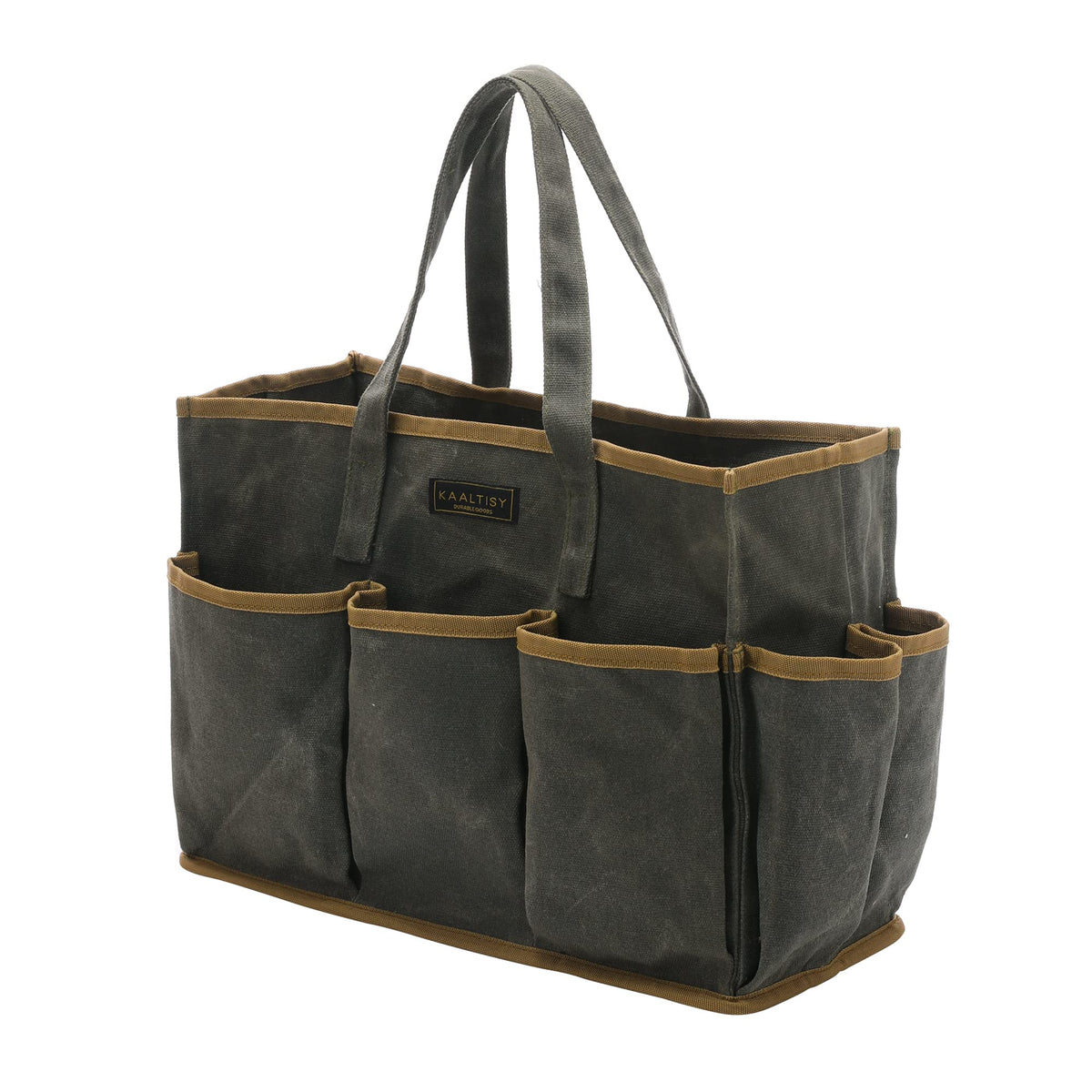 Kaaltisy Tool Tote Bag with durable waxed canvas exterior for tough job sites
